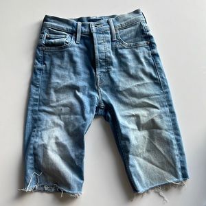 Mother Cropped Frayed Denim